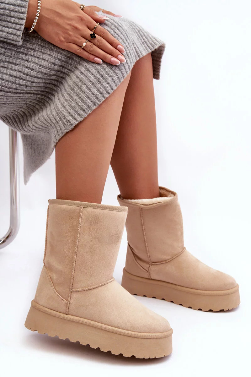 Béžové dámske snehové topánky Abrams s kožušinou 38