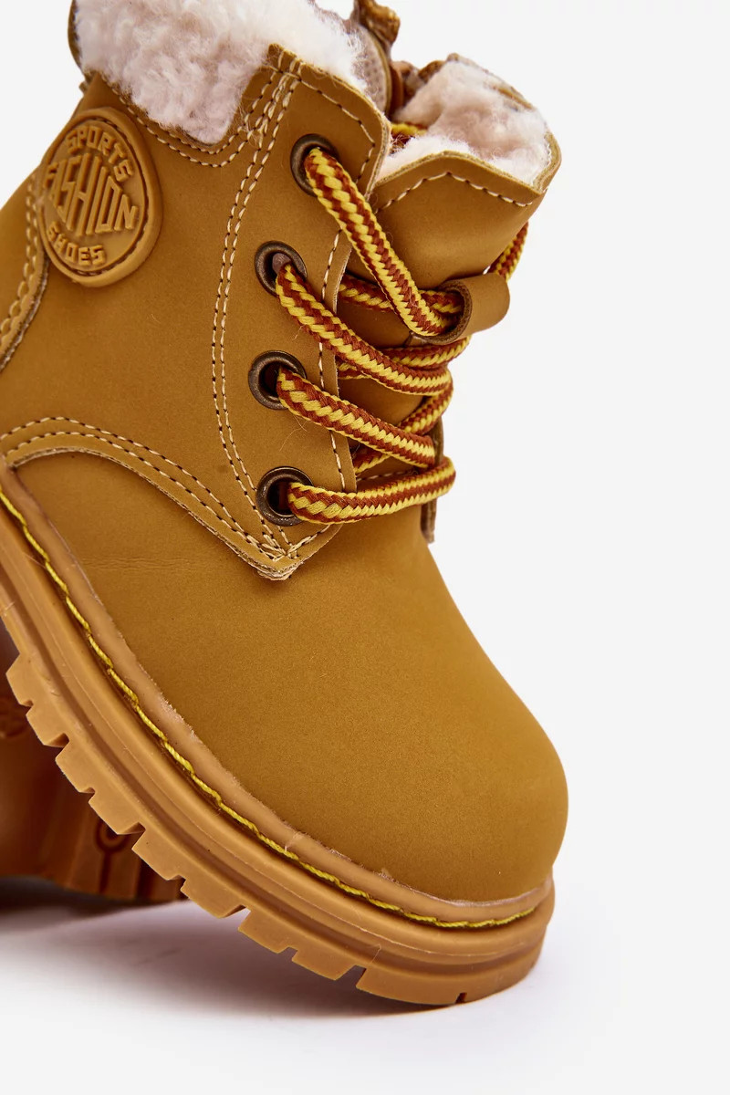 Dětské boty Trappers Camel Marialee na zip s ovčí kůží 20