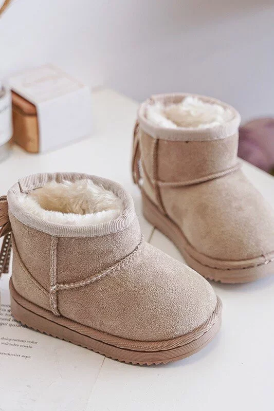 Dětské zateplené sněhule s třásněmi, béžová Mikyla 28