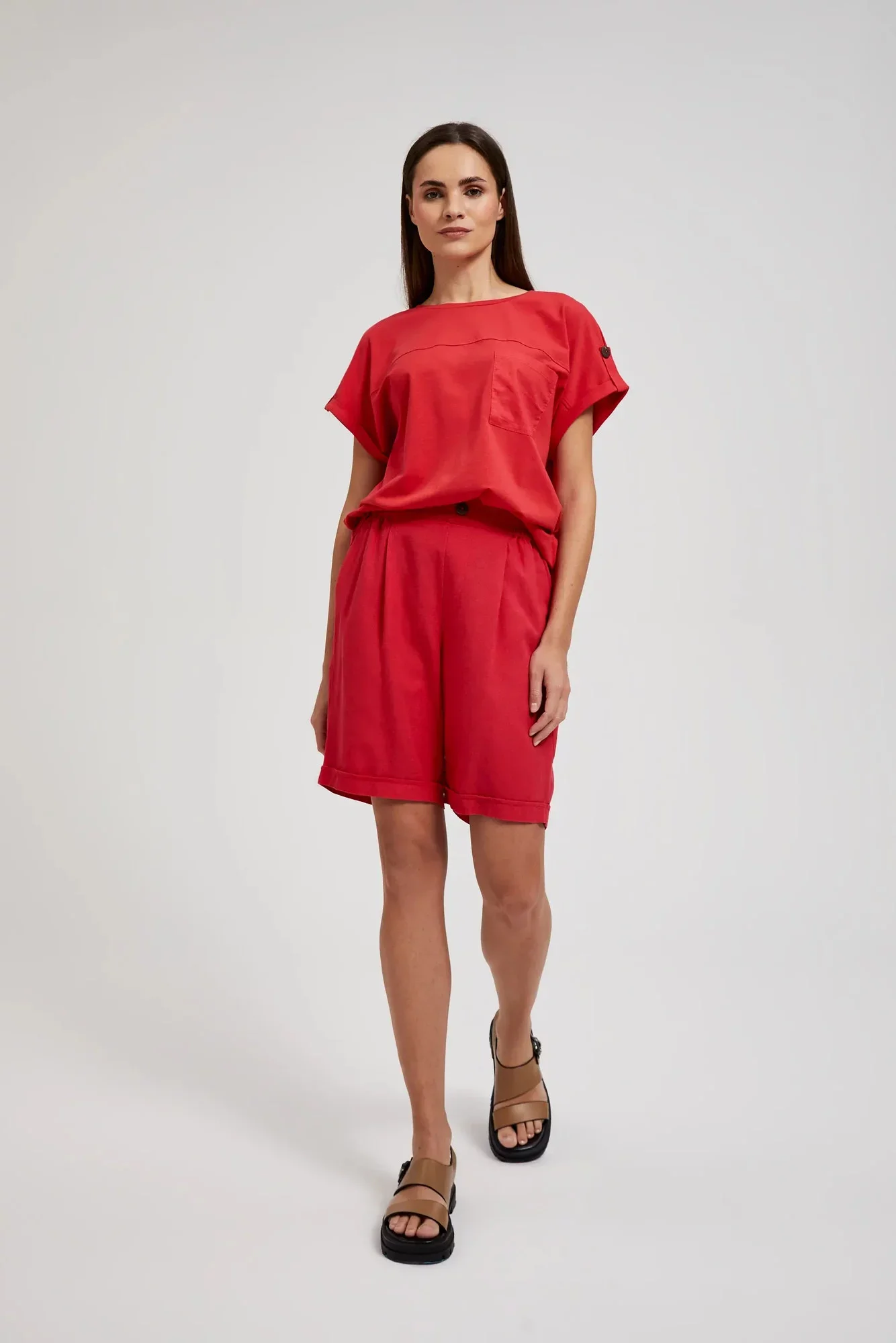 Dámske viskózové šortky MOODO - červené S