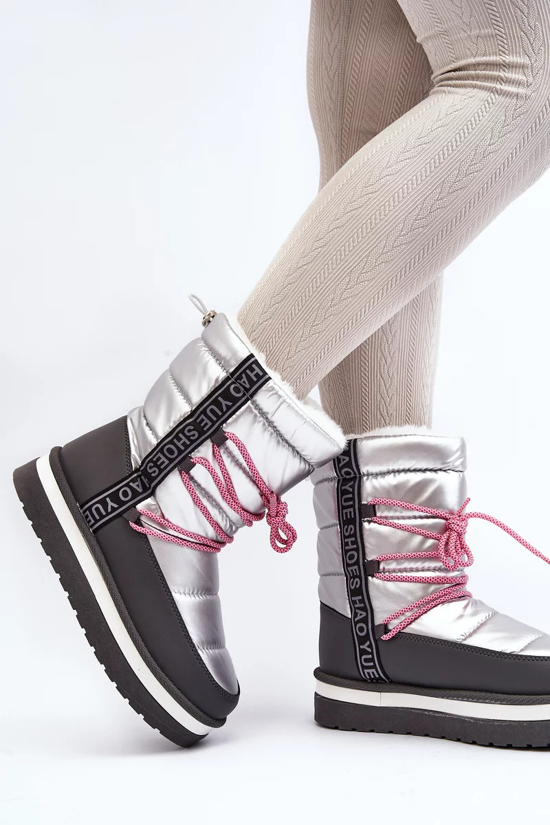 Dámské sněhule se stříbrným šněrováním 39