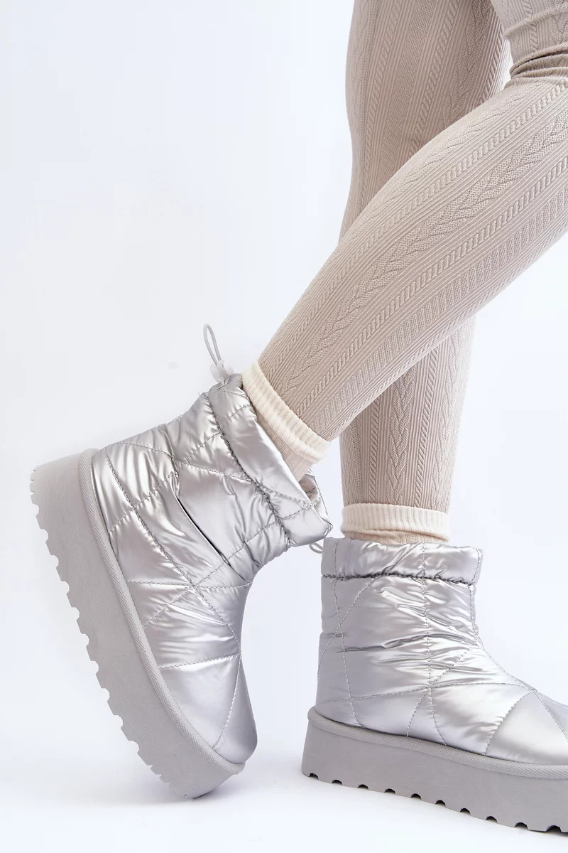 Stříbrné dámské sněhule Fionia na masivní platformě 38