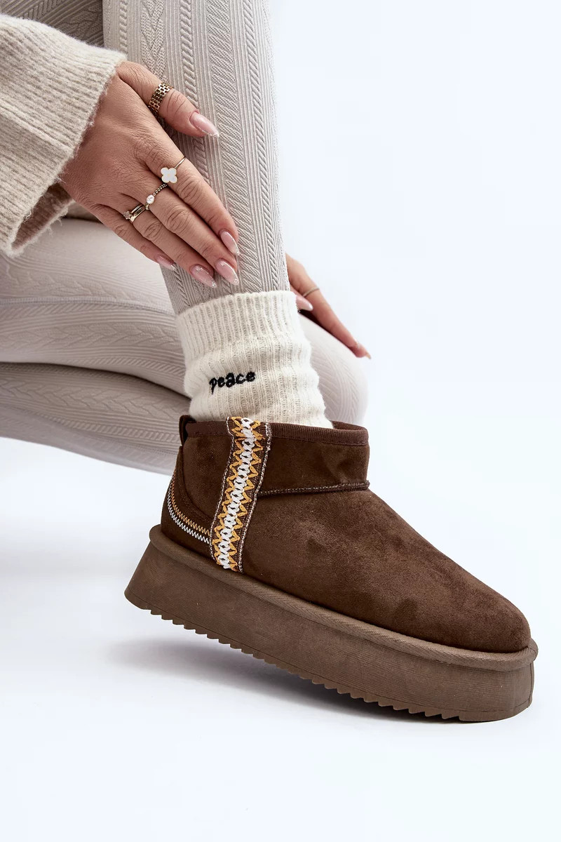 Platformové sněhule s tmavě zeleným vzorem Udra Velikost: 38