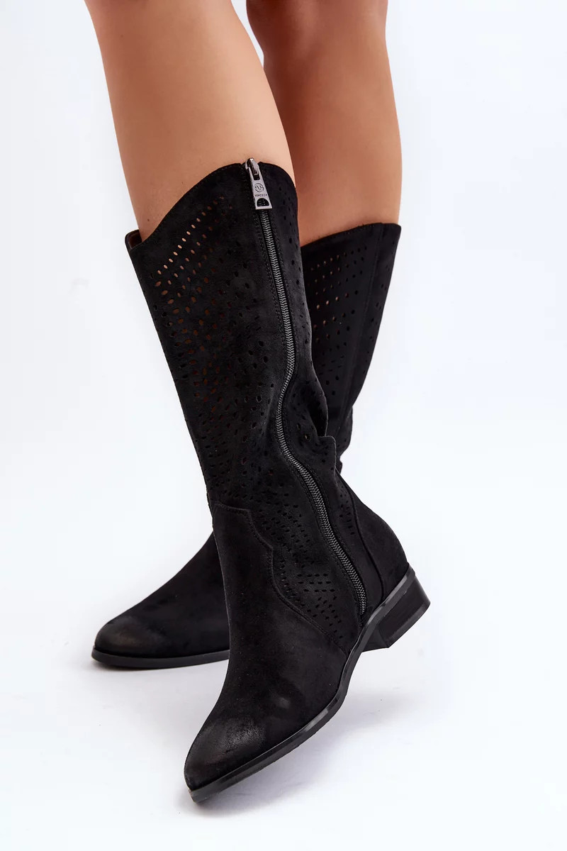 Prolamované boty do půli lýtek černá Kleorelia 37
