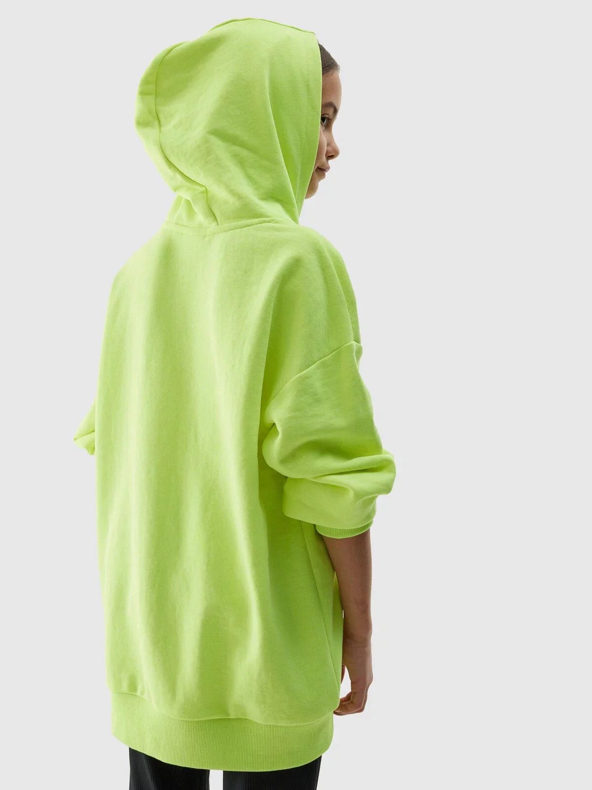 Dívčí tepláková mikina bez zapínání a s kapucí 4F - žlutá 152