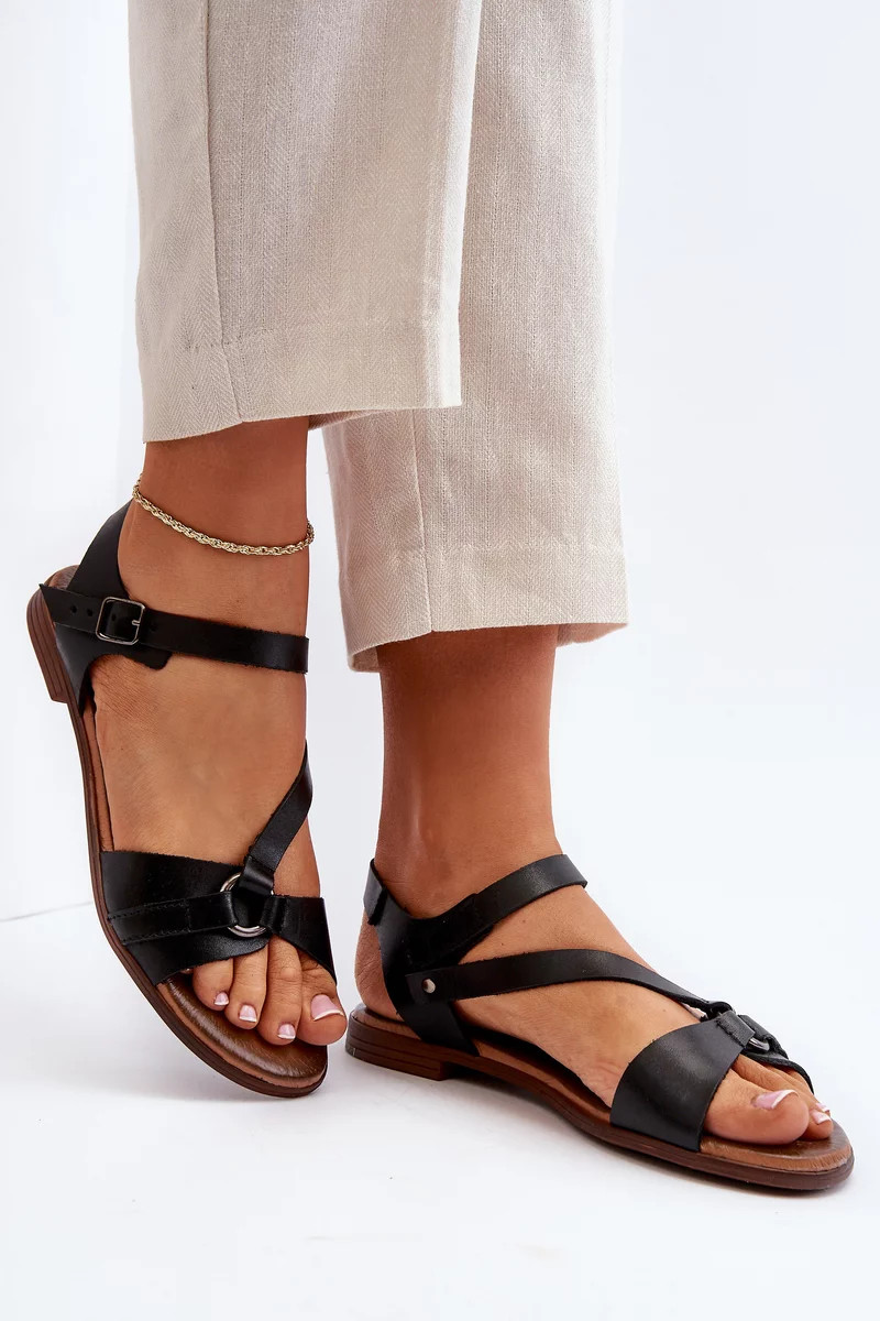 Zazoo Dámske kožené sandále čierne 38