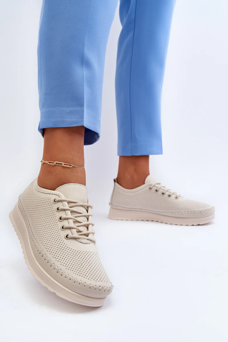 Dámske kožené športové tenisky Beige Lalnai 37