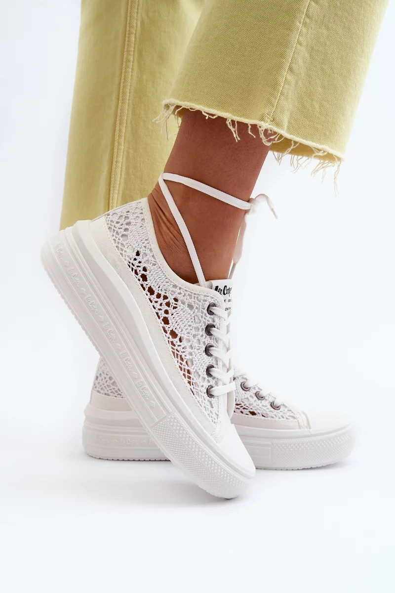 Šnurovacie tenisky Lee Cooper white 40