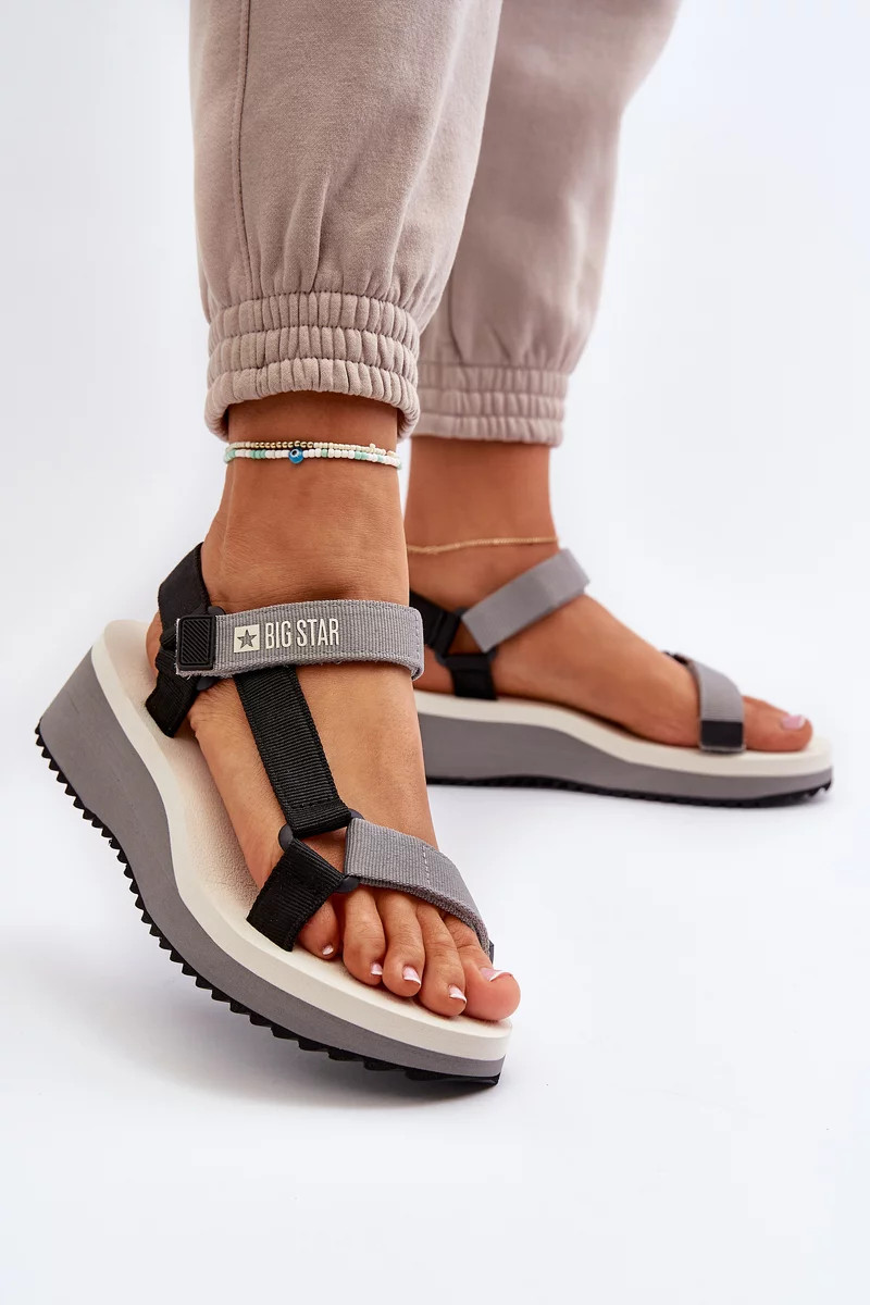 Dámske sandále na platforme a klinoch Big Star sivé 36