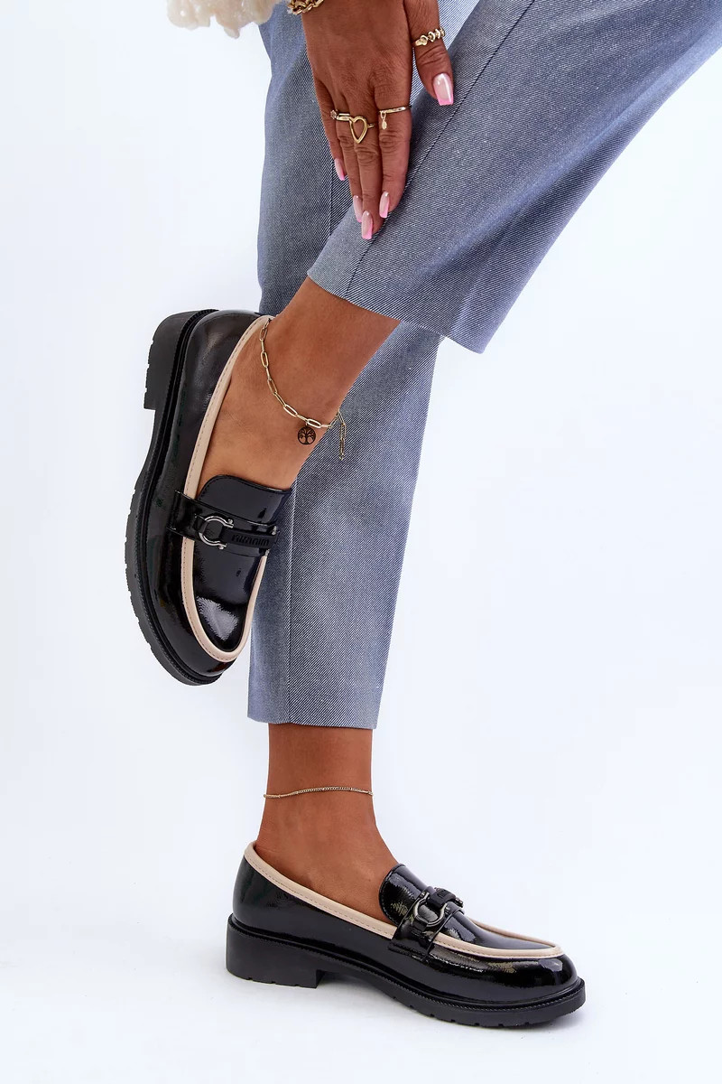 Dámské lakované boty mokasíny S.Barski černá 37 Dámské lakované boty mokasíny S.Barski černá 37