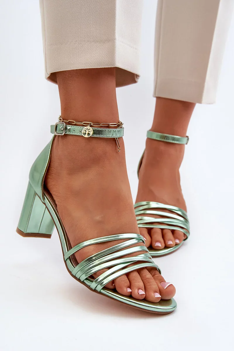 Sandále na vysokom podpätku s remienkami, zelené Enitia 37