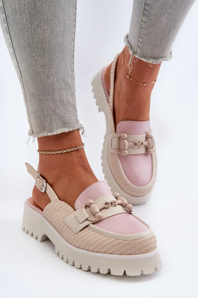 Dámske sandále na podpätku s ozdobou Béžová D&A 41