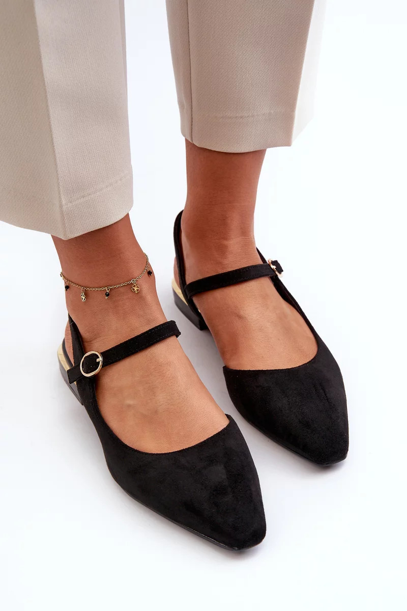 Dámske baleríny na nízkom podpätku s otvorenými podpätkami Sergio Leone Black 37