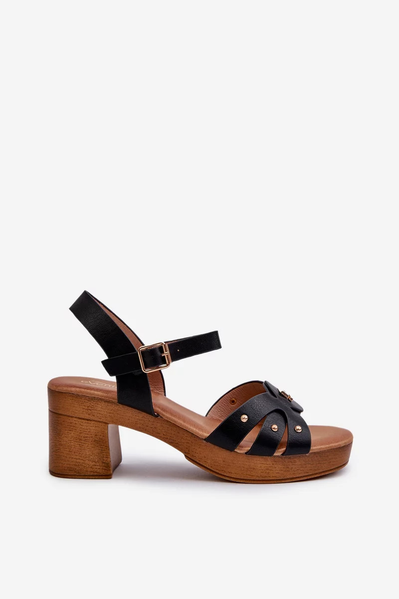 Dámske sandále na vysokom podpätku z ekokože, čierne Assames 40