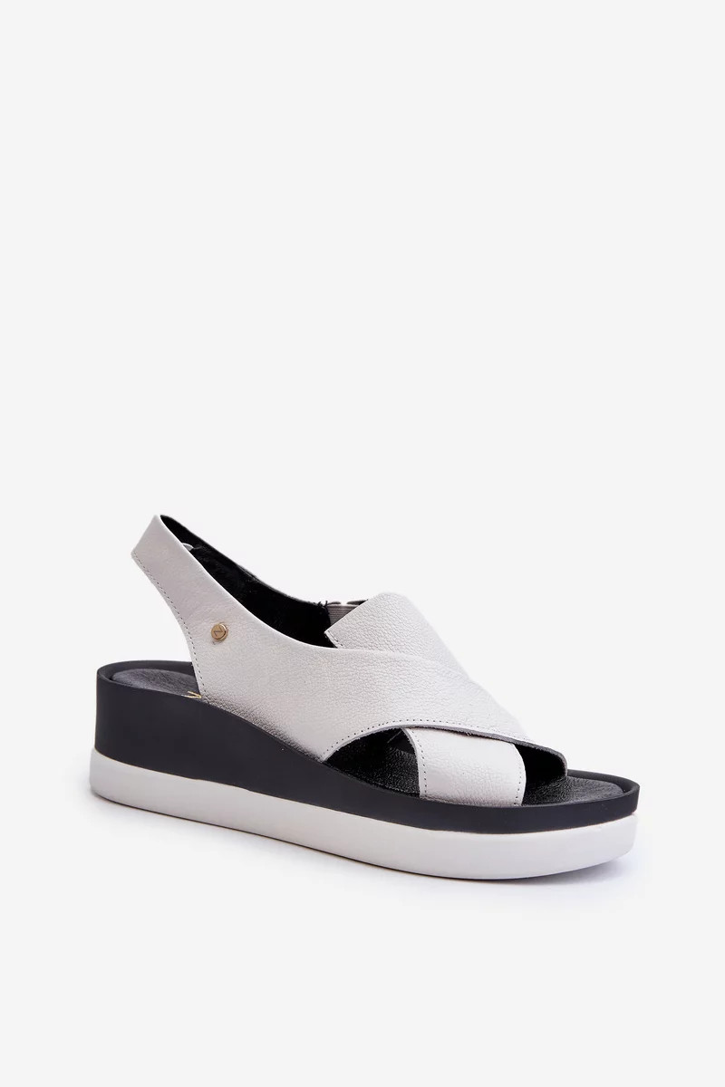 Zazoo Kožené sandále na klinoch, biele 37 Zazoo Kožené sandále na klinoch, biele 37