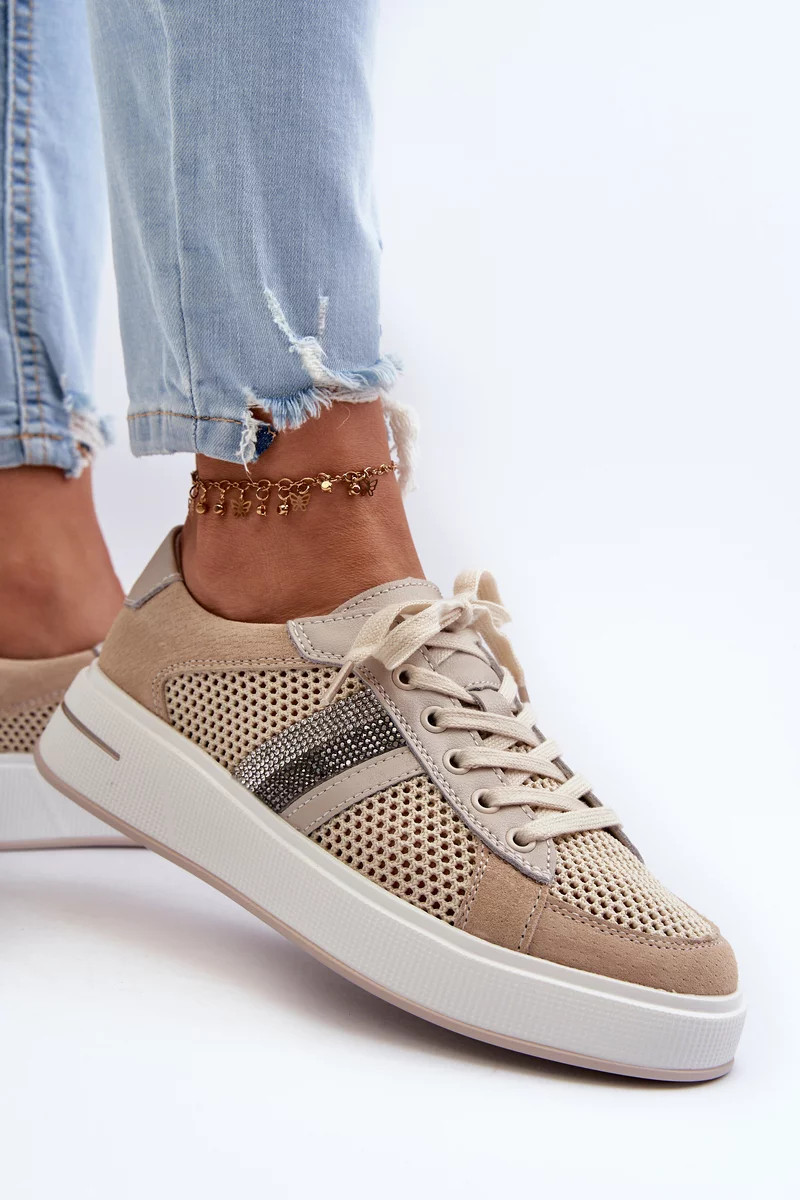 Dámske kožené tenisky D&A beige 40