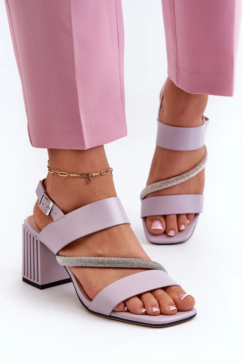 Dámske elegantné sandále na vysokom podpätku fialové D&A 37