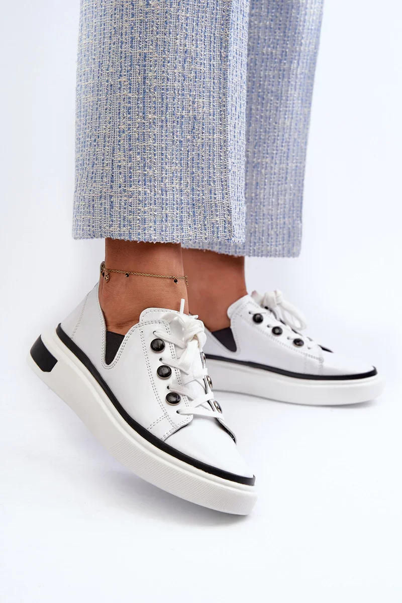 D&A Biele lakované dámske tenisky 37