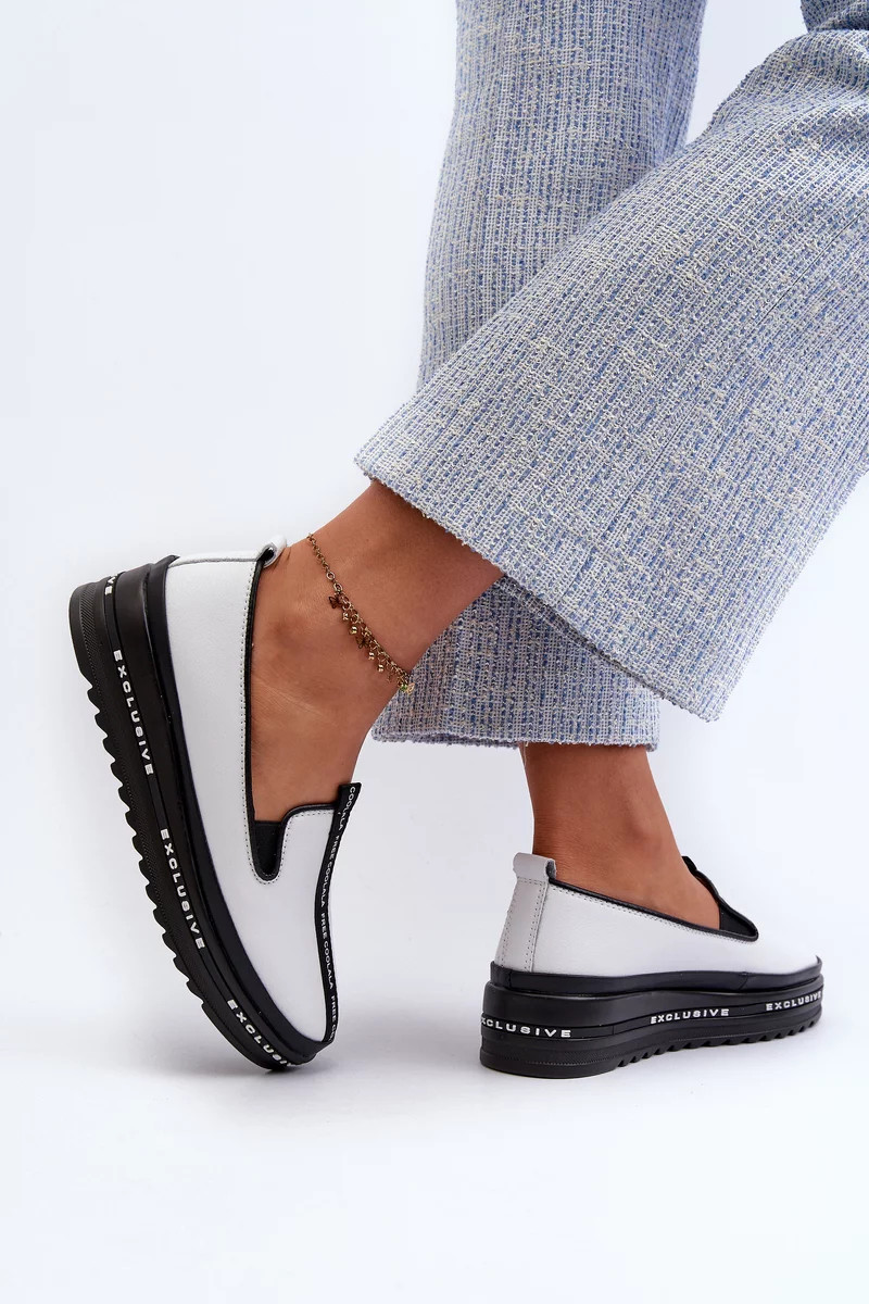 Dámske kožené topánky na platforme S.Barski White 40