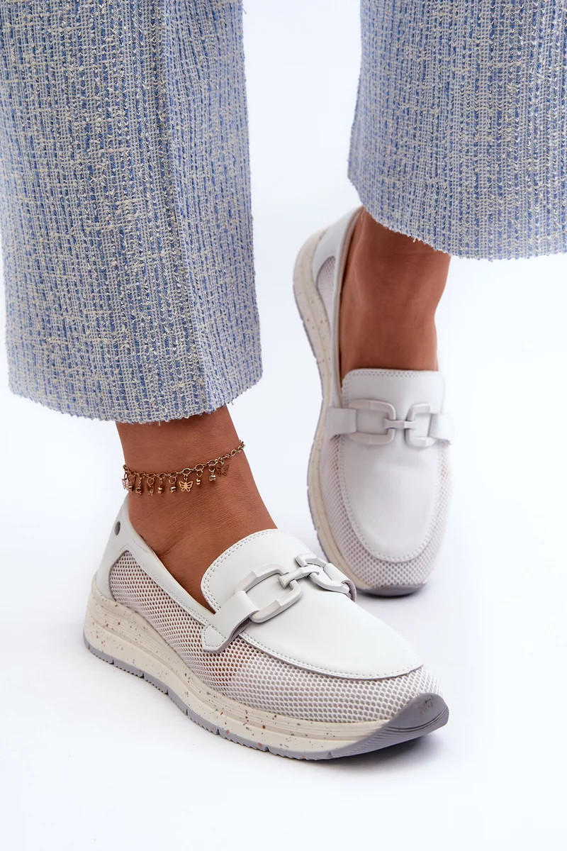 Dámske kožené mokasíny D&A White 40