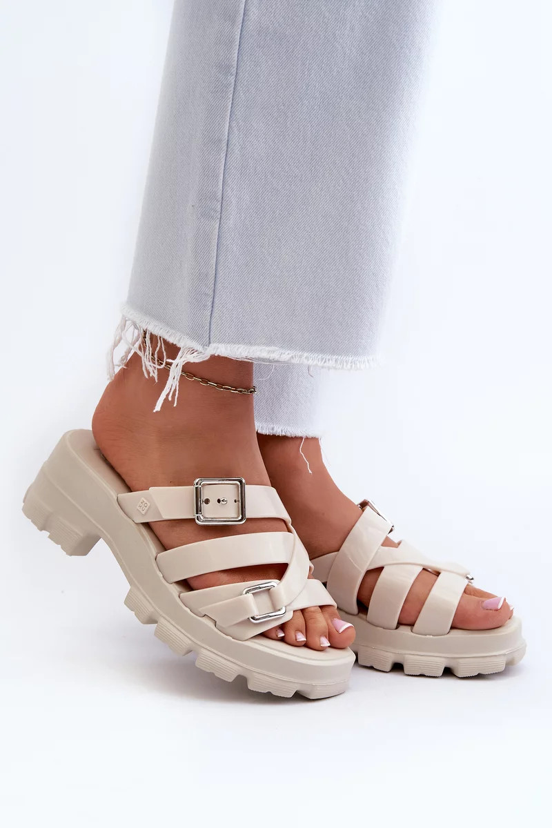 Dámske papuče na nízkom podpätku ZAXY light beige 40