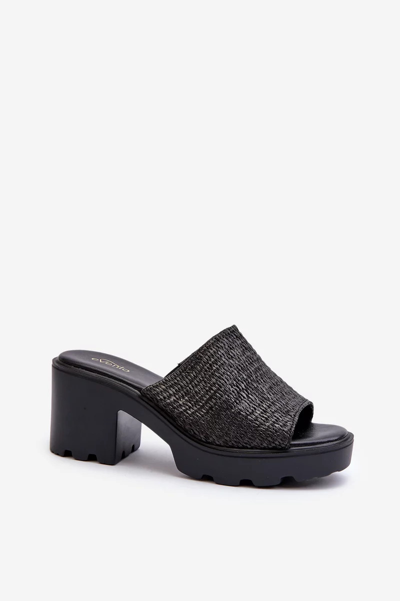 Čierne dámske papuče Titantha s pleteným vysokým podpätkom 41