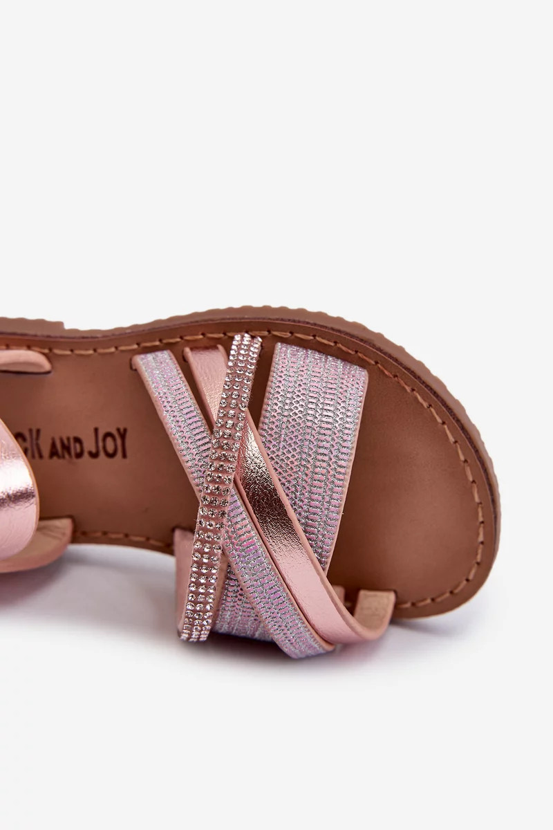 Detské lesklé sandále so suchým zipsom, ružové Delphina 21