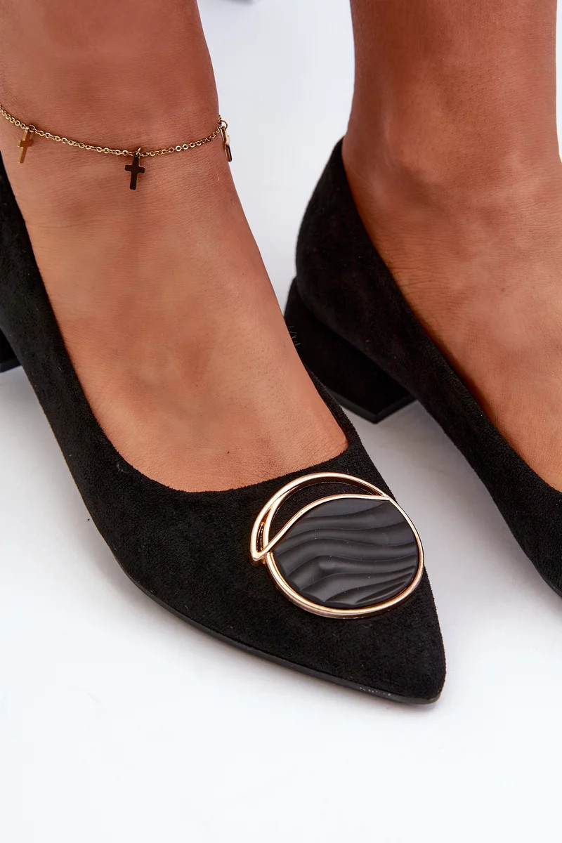 Lodičky na nízkom podpätku z eko semišu S.Barski Black 37