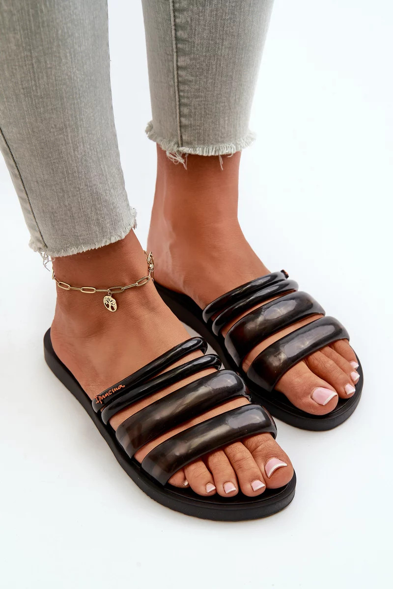 Dámske ploché gumové papuče Ipanema Puffer Tiras Fem Black 37