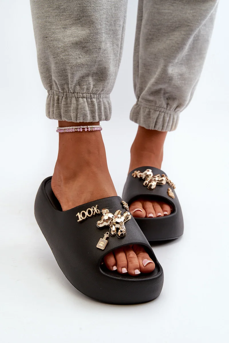 Dámske ľahké penové papuče so zdobením, Black Orchia 38/39