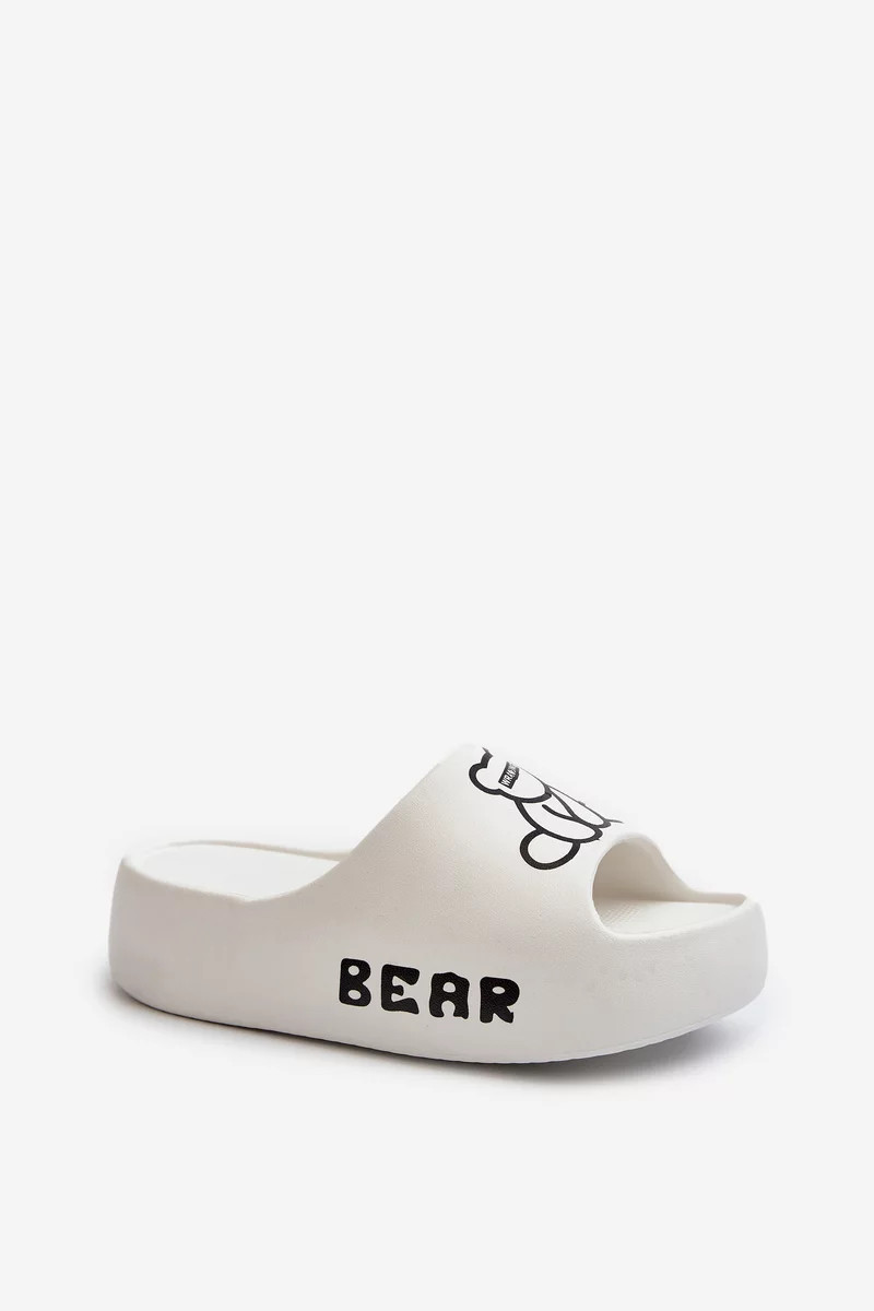 Dámske penové papuče na pevnej podrážke s medvedíkom, biele Lamira 40/41