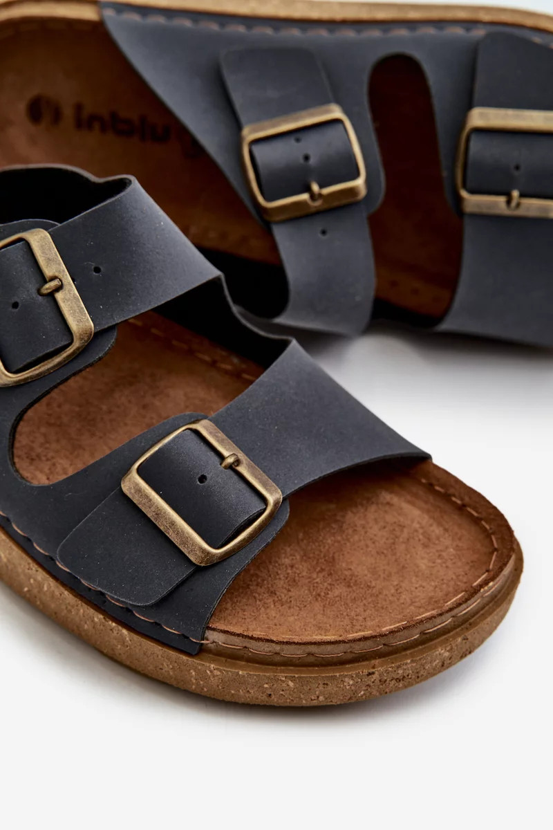 Lehké pohodlné pánské pantofle s přezkami Inblu tmavě modrá Velikost: 42