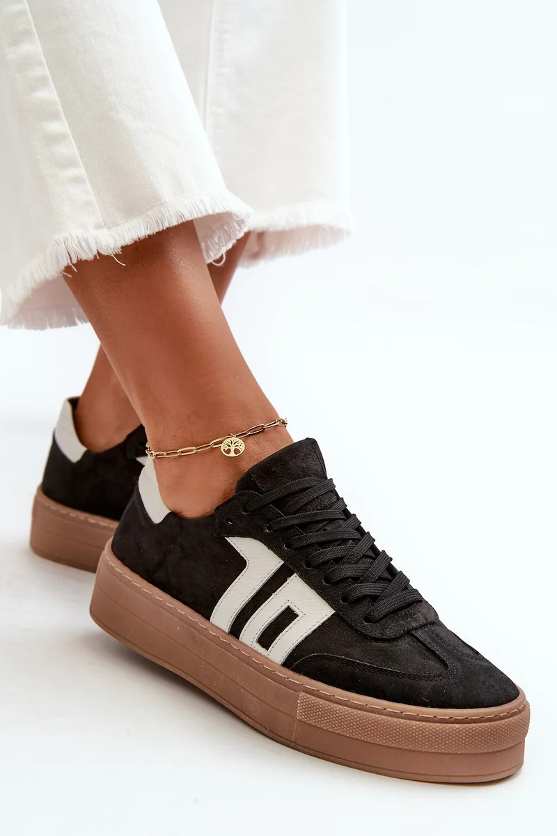 Dámske kožené tenisky na platforme Zazoo black 39 Dámske kožené tenisky na platforme Zazoo black 39