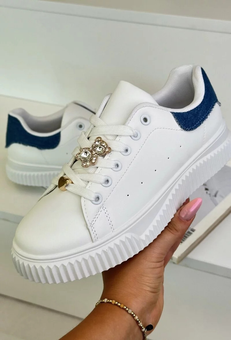 Nízke tenisky z ekokože s odznakmi bielej a modrej farby Cillione 38