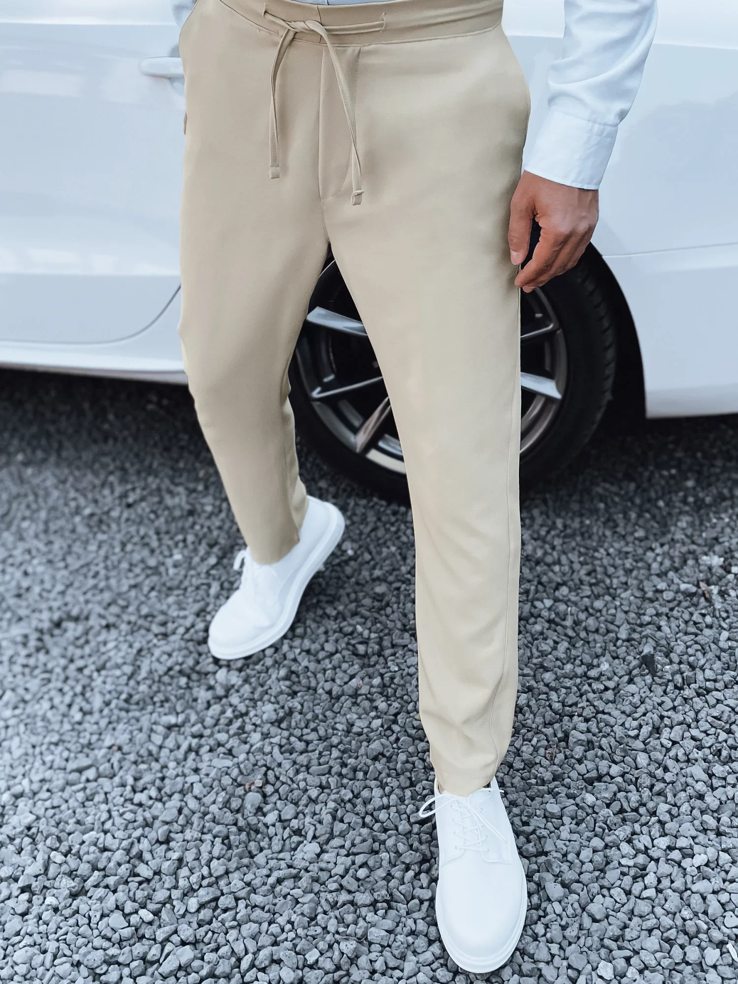 Pánske béžové nohavice Dstreet UX4414 s33