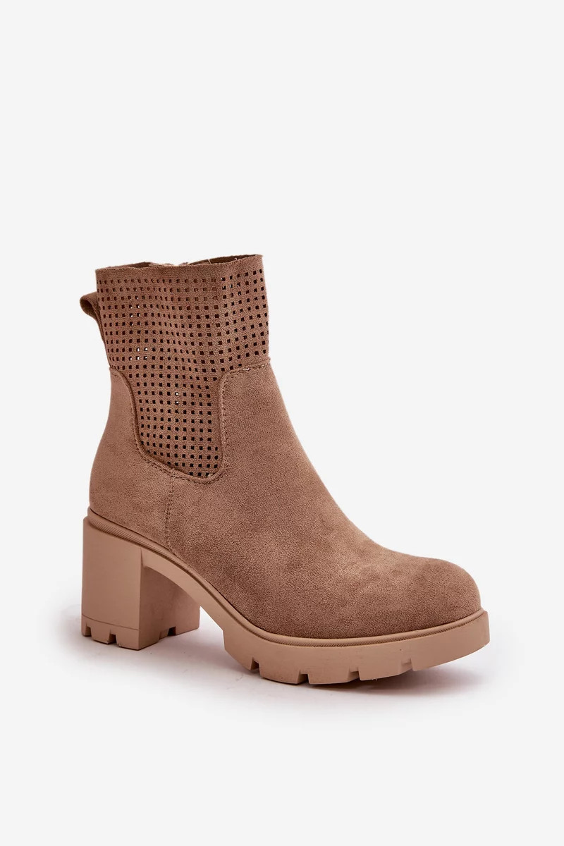 Dámske členkové topánky na zips Eco Suede Beige Rashmi 37