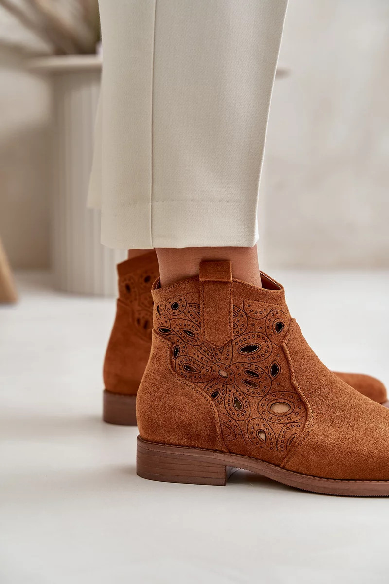 Dámské Kotníkové Boty Ažurové Na Zip Camel S.Barski Velikost: 39