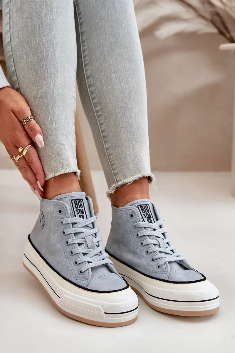 Zateplené dámske tenisky na platforme z ekokože Big Star Blue 36