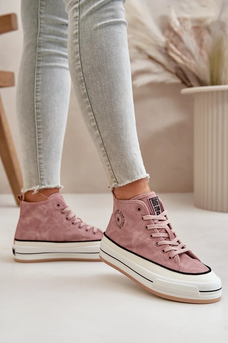 Zateplené dámske tenisky na platforme z eko kože Big Star Pink 37