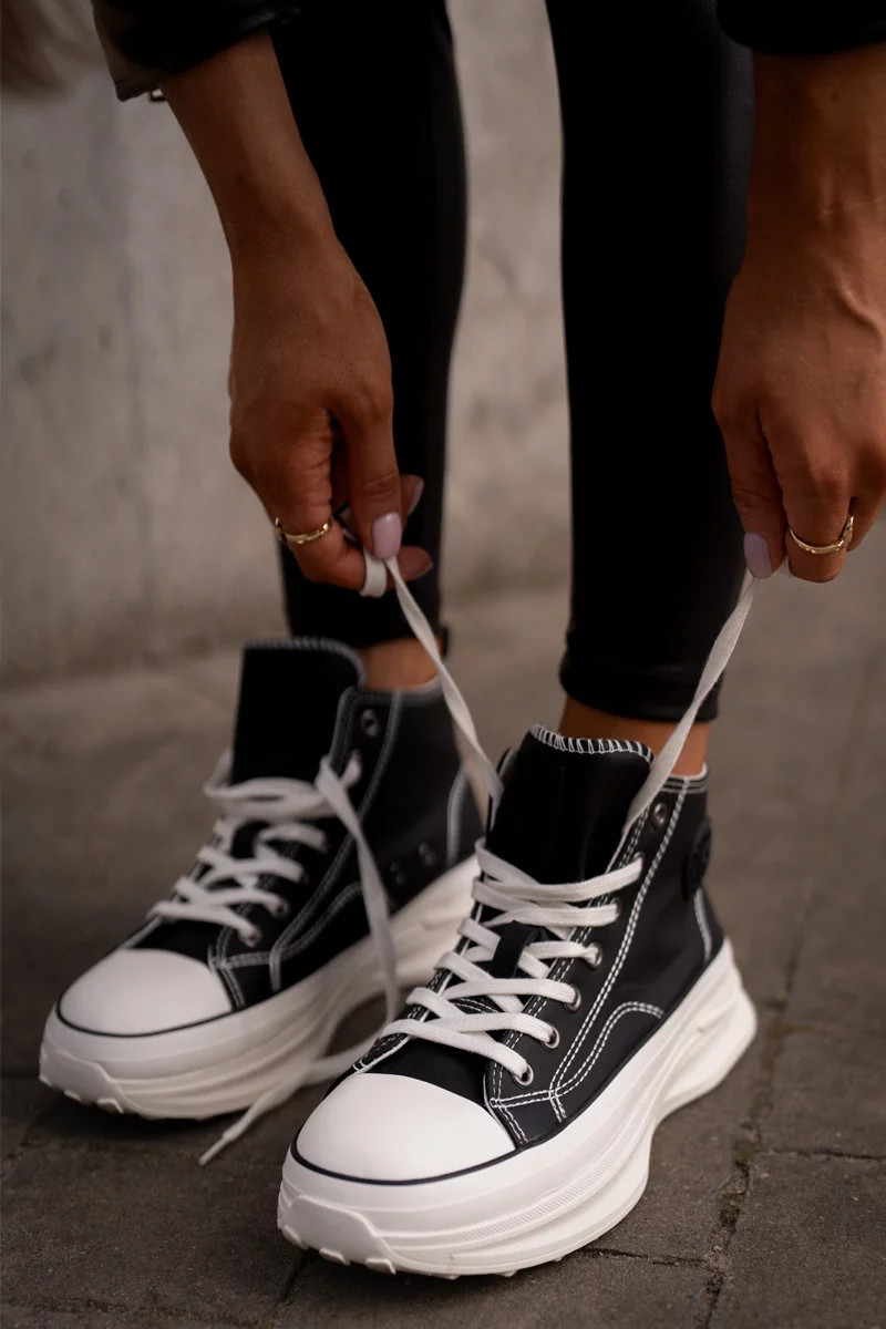 Dámské Tenisky Na Platformě Eko Kožené Big Star Černé 40