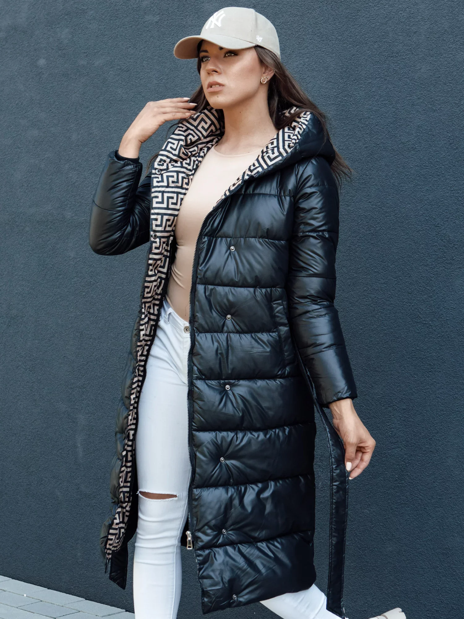 Dámsky zimný prešívaný kabát s kapucňou GRACE čierny Dstreet TY4501 XXL