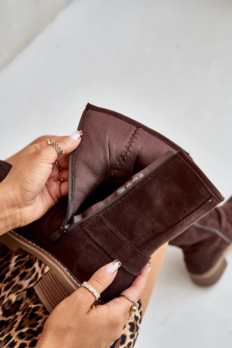 Dámske členkové topánky s nízkym podpätkom a prackami Brown Zudra 39