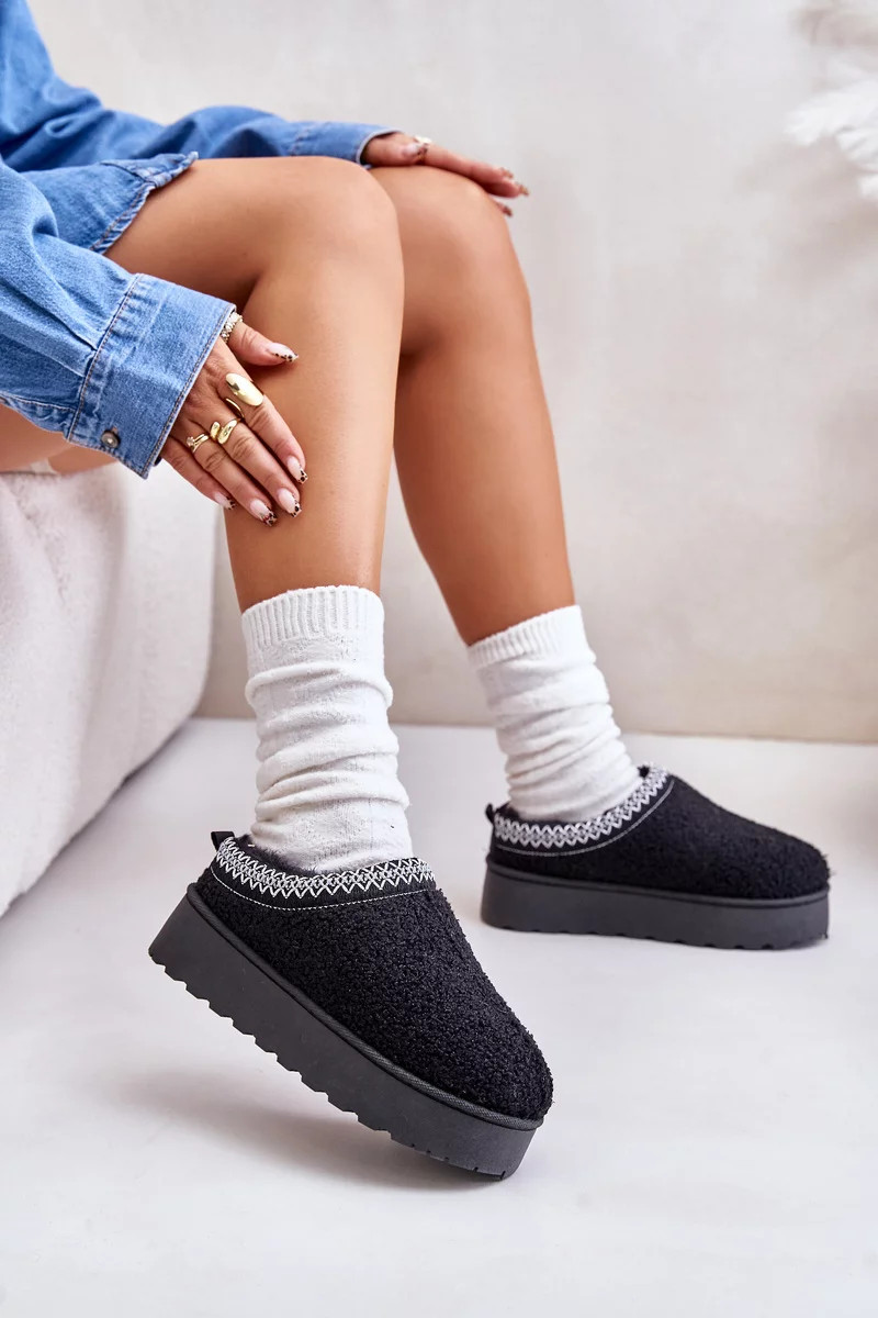 Sněhule Dámské Na Platformě S Výšivkou Černé Tirissa 39