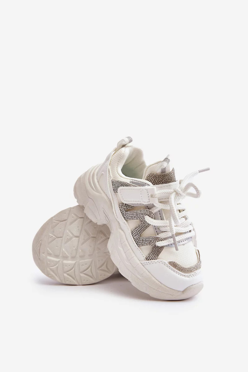 Detské tenisky s kryštálmi White Rianalla 29