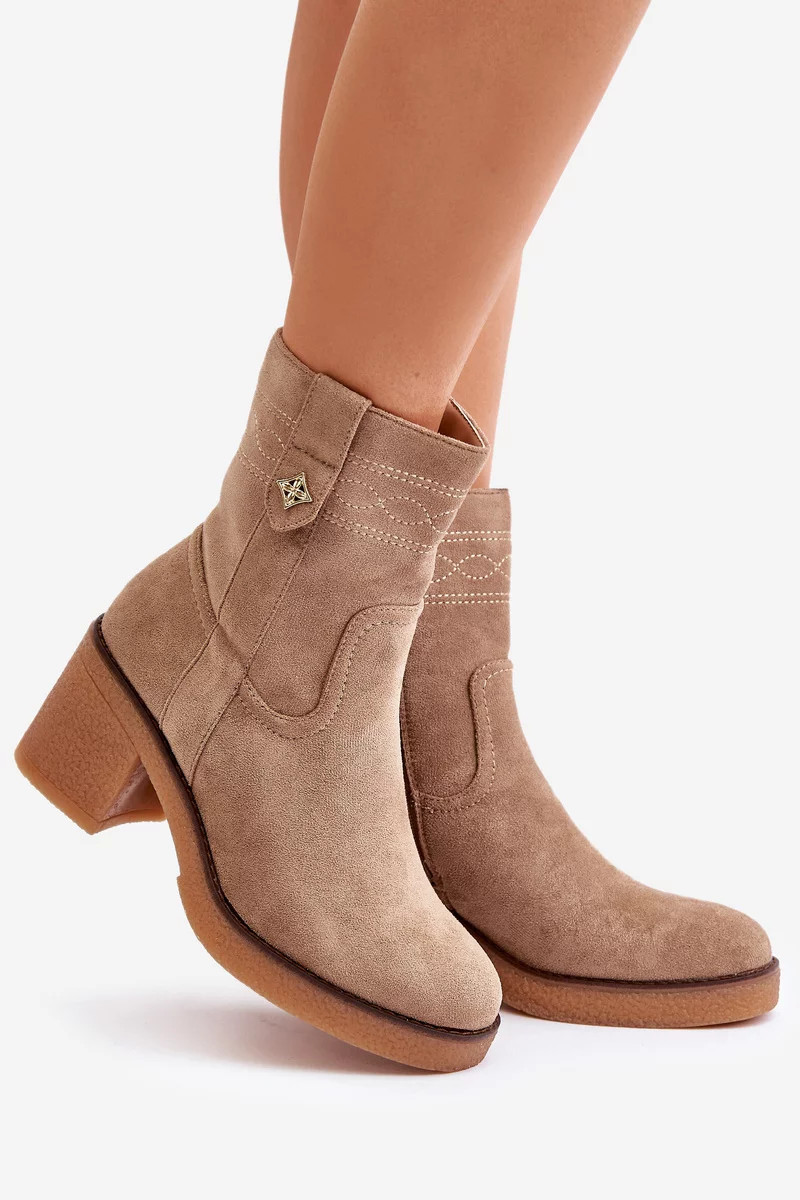 Zateplené dámske členkové topánky na podpätku Brown Vailia 41