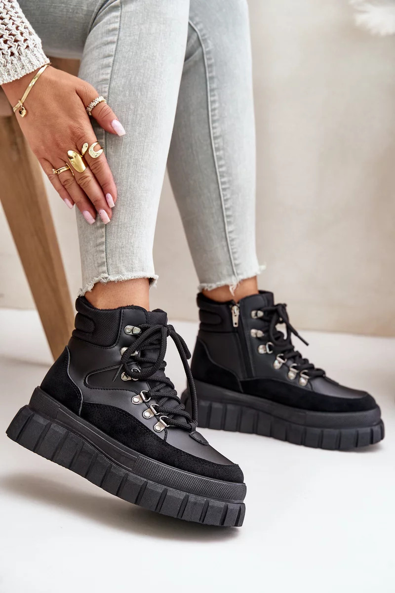 Dámske zateplené členkové topánky na platforme Black Jelenia 38