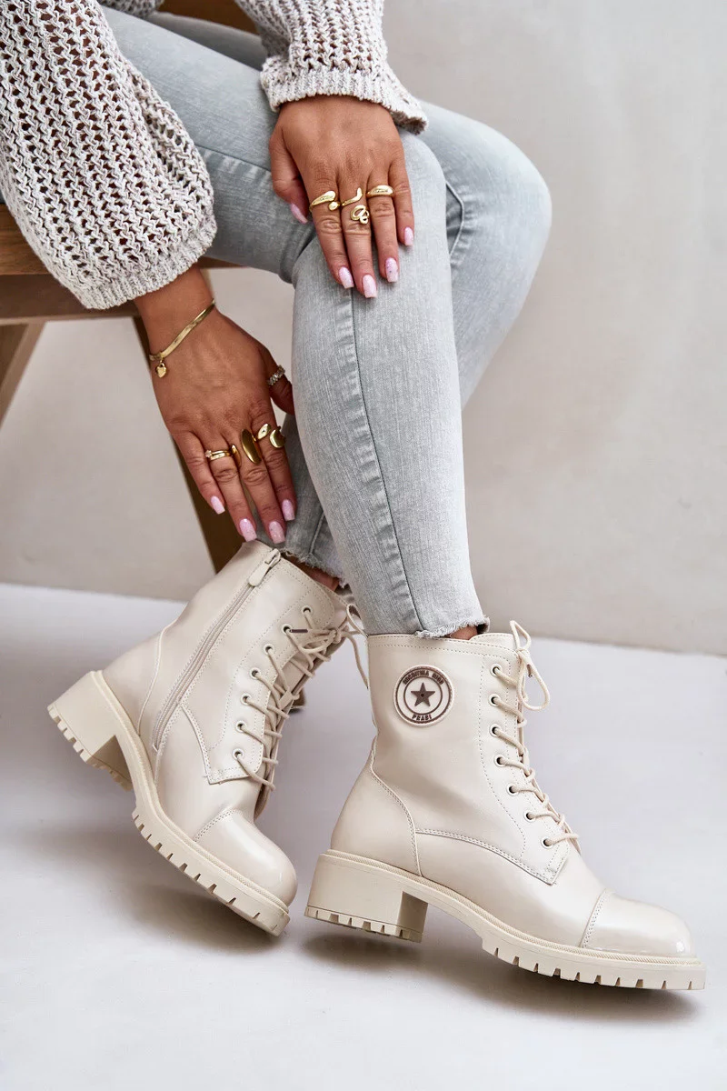 Členková obuv Workery zateplená na zips béžová Soratta 40