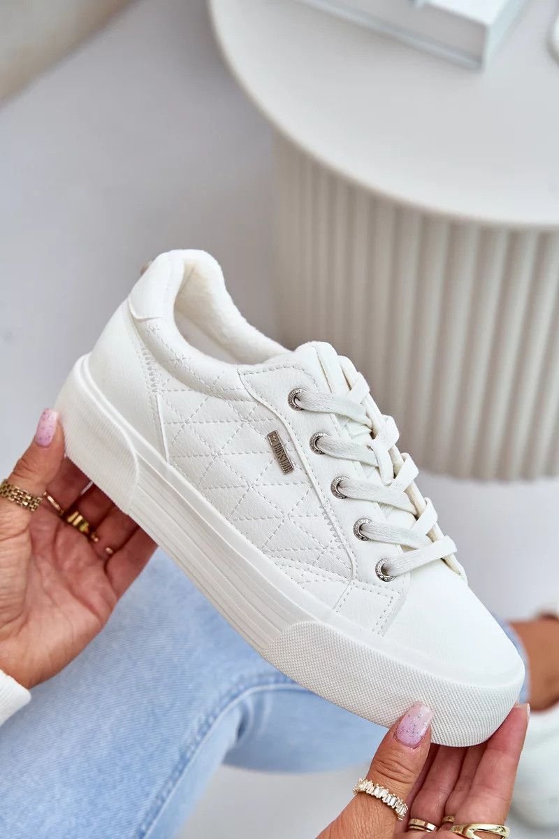 Dámske zateplené tenisky na platforme Big Star - biele 36 Dámske zateplené tenisky na platforme Big Star - biele 36