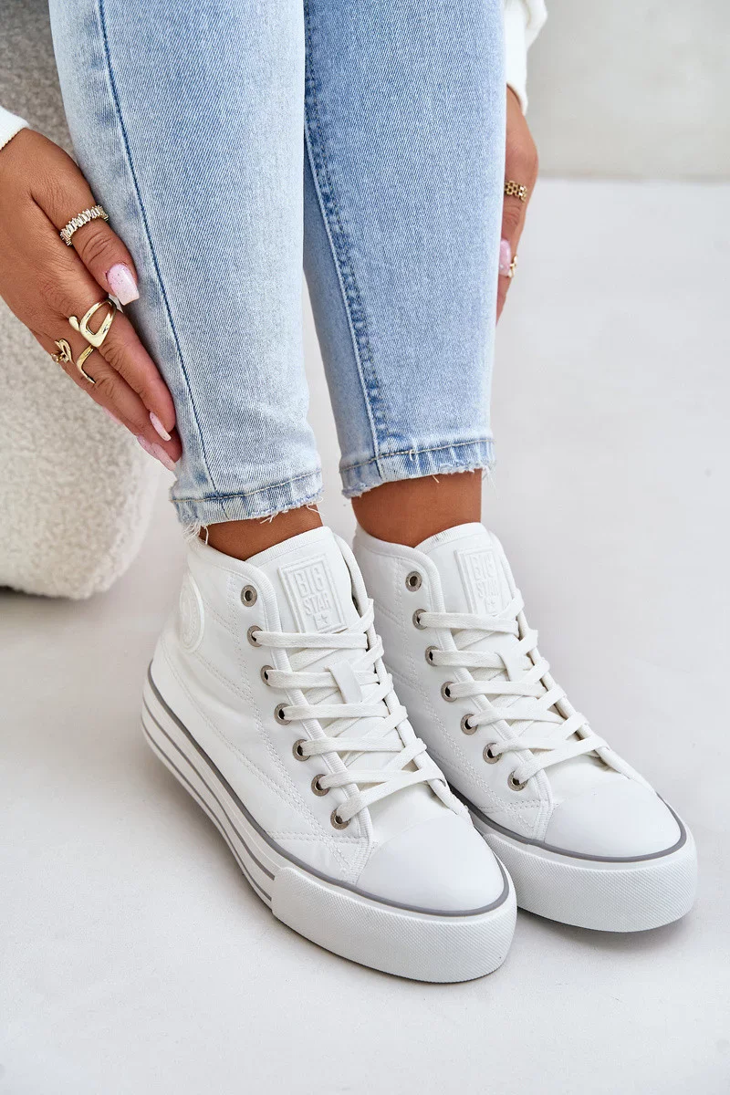 Zateplené dámske tenisky na platforme White 36