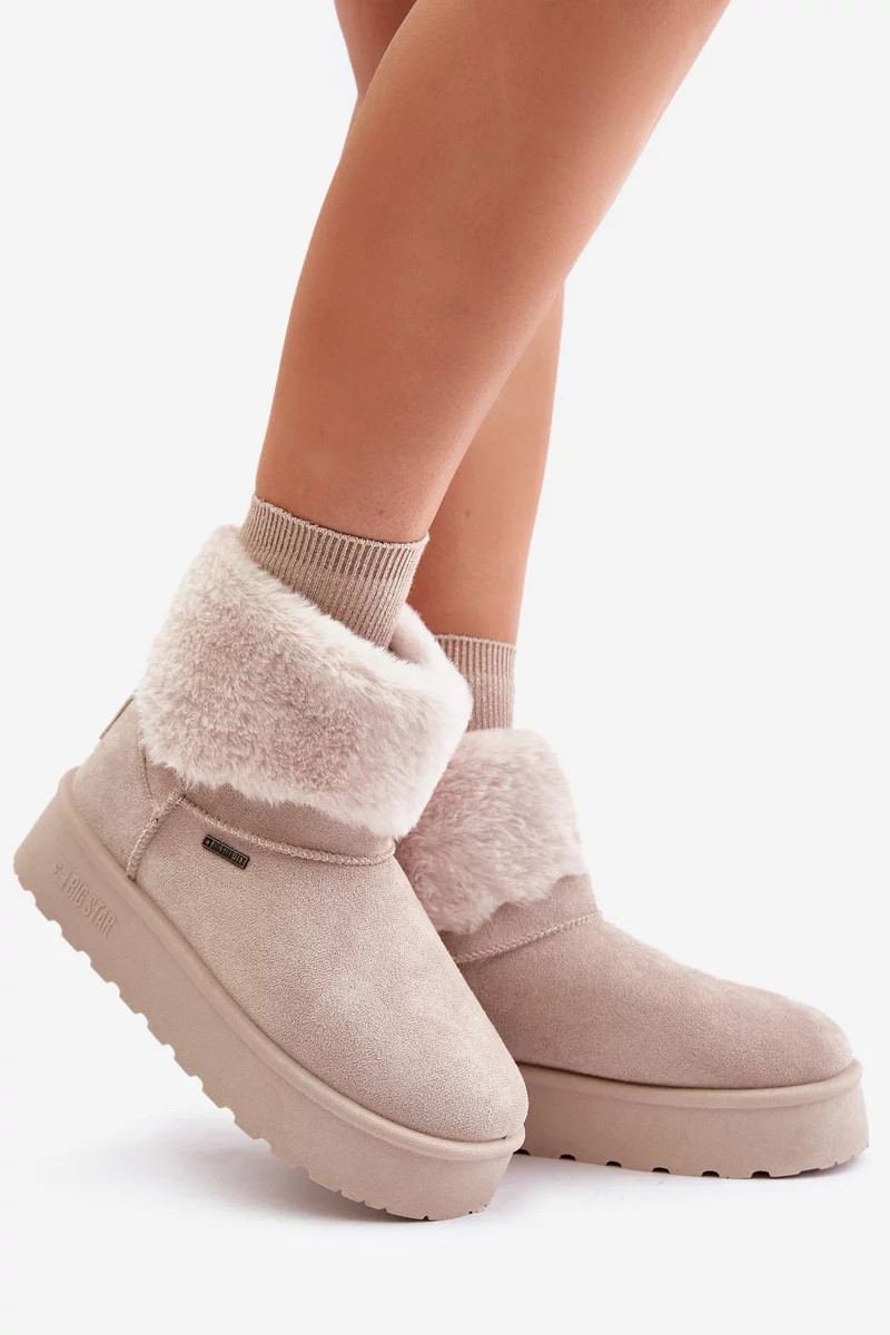 Platformové snežnice s kožušinou Big Star Light Beige 39